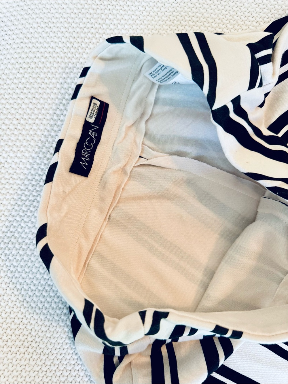 MARC CAIN Black & White Vertical-Stripe Wide Leg Trousers Pull-On Pants - Picture 9 of 16